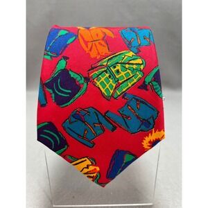 Vintage GAP Silk Necktie Red Fashion Themed Bold Novelty Colorful 90s 3.75x56